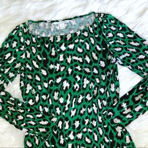 Diane von Furstenberg Green Leopard Print Blouse-M